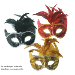 Antifaz con lentejuelas y plumas (varios modelos)