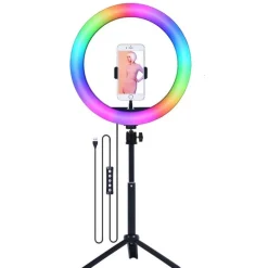 Aro de luz 26 cm Led 9 colores con trípode 210 cm