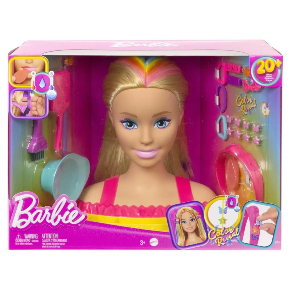 Barbie - Busto de Barbie con pelo largo y accesorios para jugar a peluquería ㅤ
