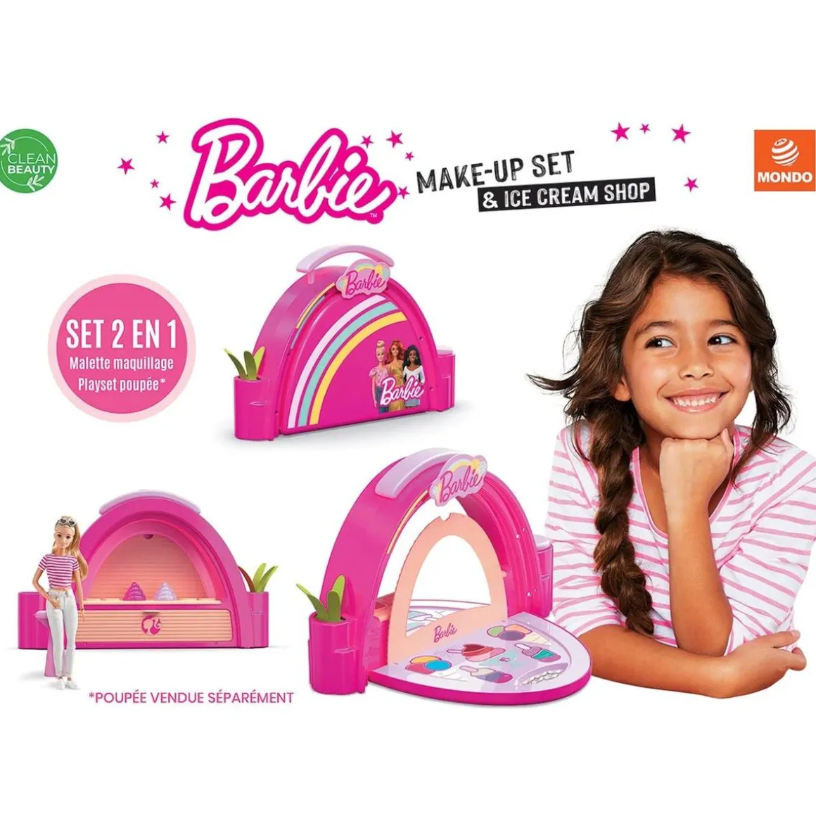 Barbie - Estuche heladería de maquillaje de Barbie