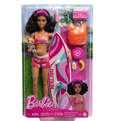 Barbie - Muñeca Barbie con tabla de surf y accesorios ㅤ
