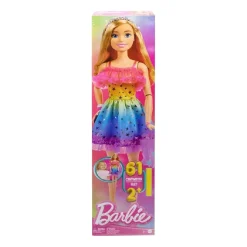 Barbie - Muñeca de 71 cm con vestido arcoíris