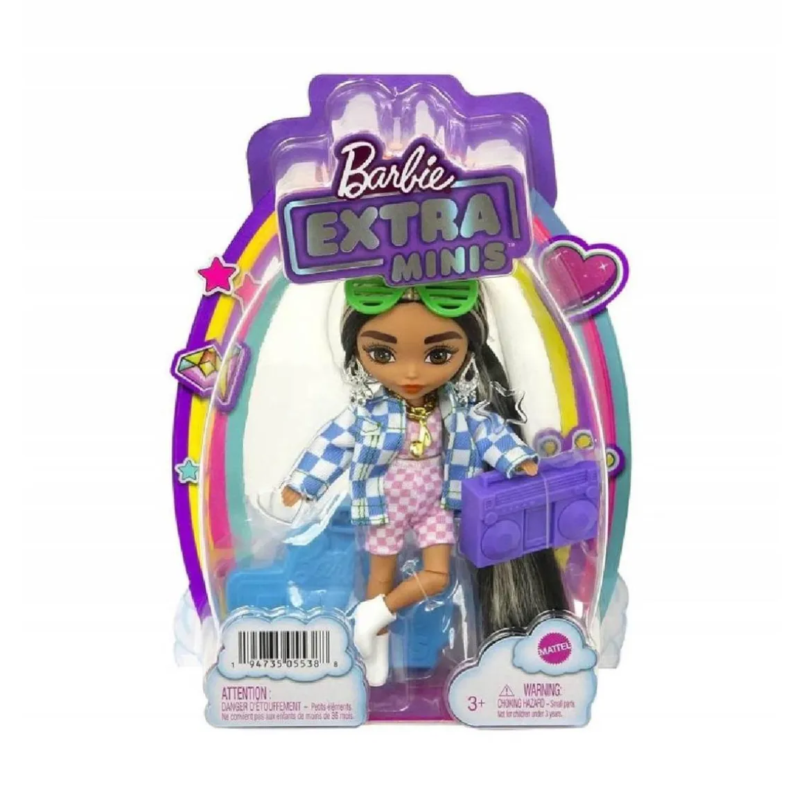 Barbie - Muñeca extra mini chaqueta de cuadros