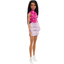 Barbie - Muñeca Fashionista con Vestido Rosa Metálico ㅤ