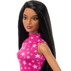 Barbie - Muñeca Fashionista con Vestido Rosa Metálico ㅤ