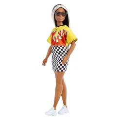Barbie - Muñeca fashionista - Top con llamas y falda a cuadros