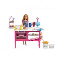 Barbie - Playset muñeca Malibú con pastelería