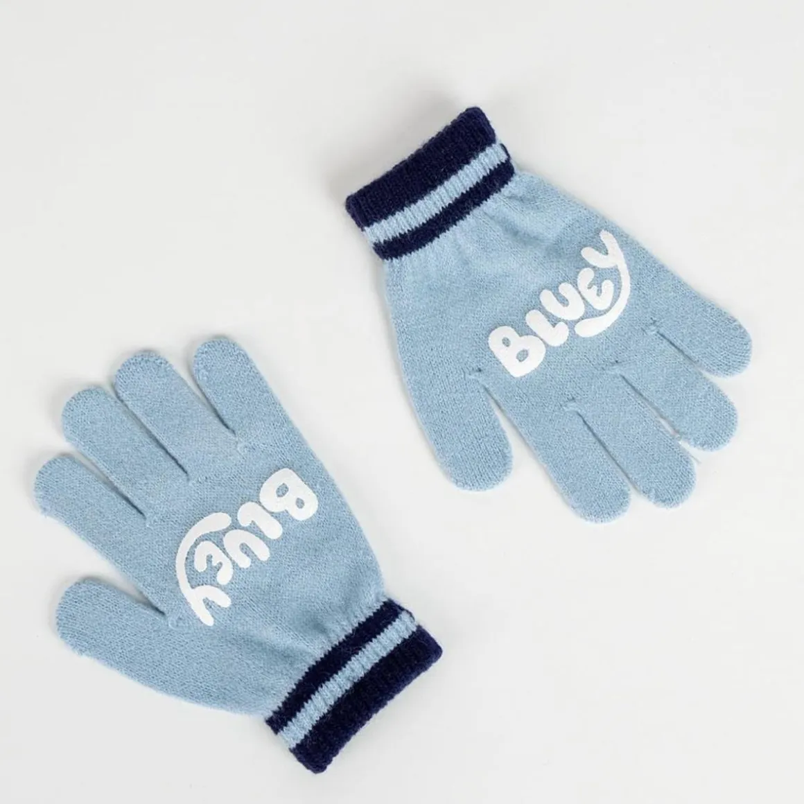 Bluey - Conjunto gorro y guantes azul y blanco