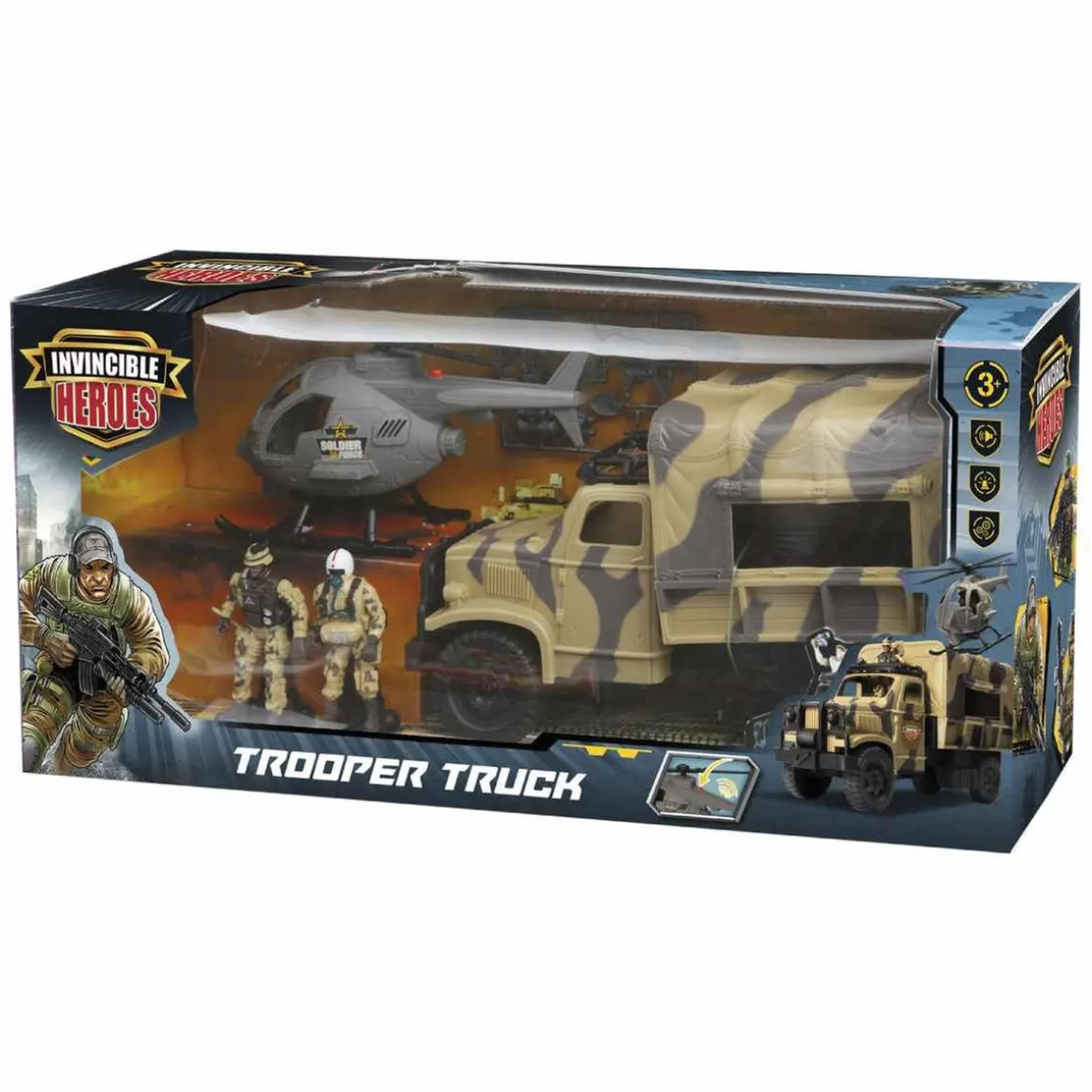 Camión y helicóptero militares