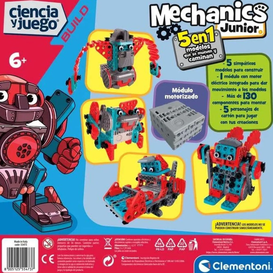Clementoni - Mechanics Junior construcción de robots multicolor