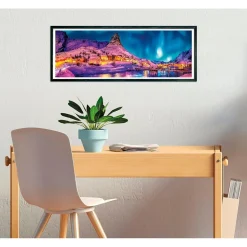 Clementoni - Puzzle panorámico de 1000 piezas, Noche colorida en las Islas Lofoten ㅤ