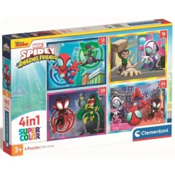 Clementoni - Puzzles progresivos 4 en 1 - Spidey y su Superequipo