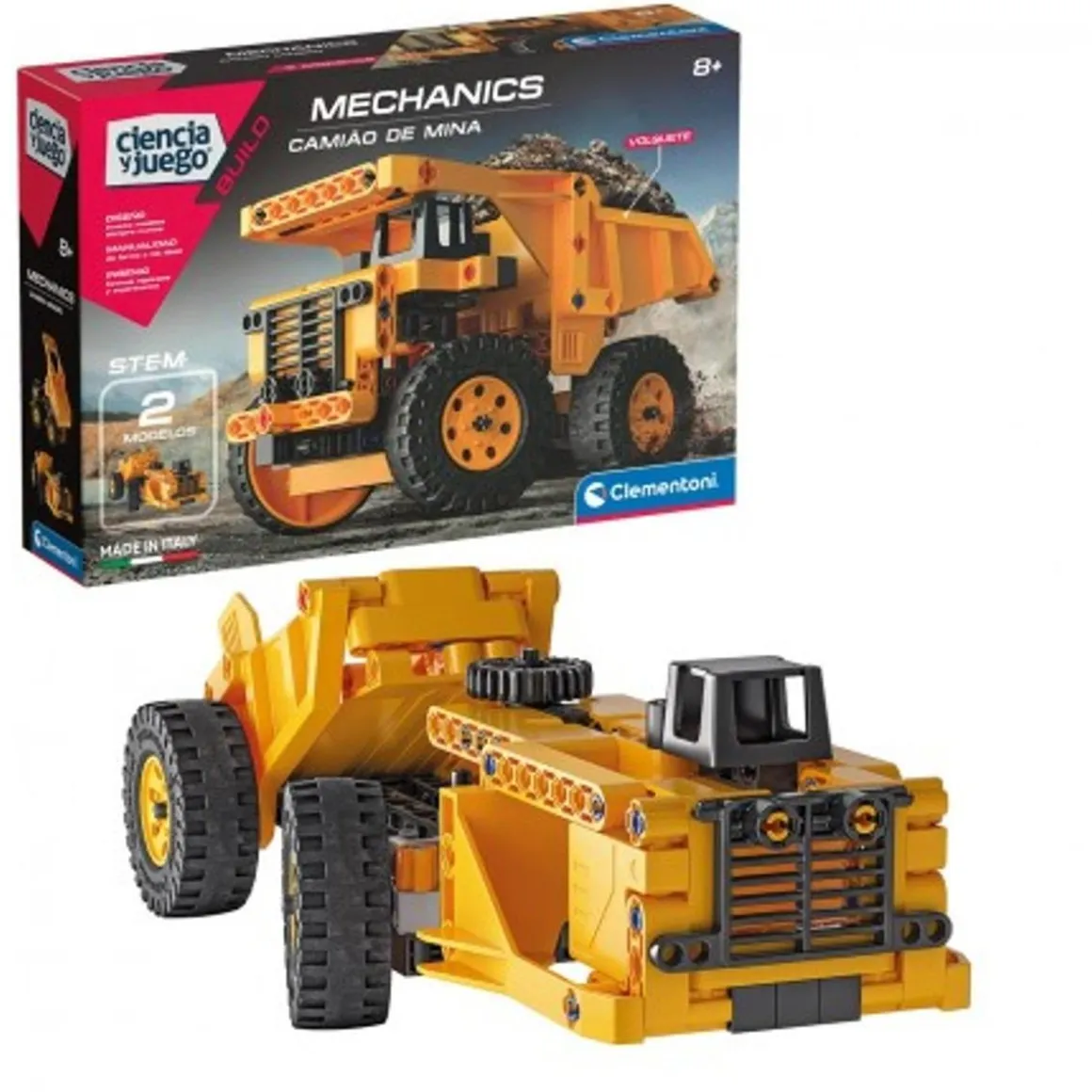 Clementoni - Set de construcción Mechanics Camión minero con instrucciones en App ㅤ