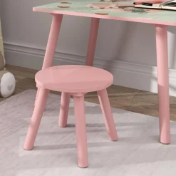 Conjunto de mesa y silla con estante integrado Rosa
