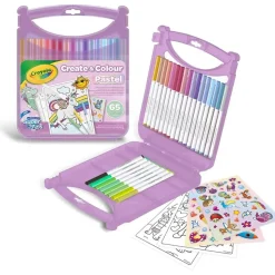 Crayola - Juego de rotuladores lavables SuperTips, 65 piezas en colores pastel ㅤ