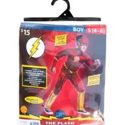 DC Cómics - Disfraz Flash clásico con pecho musculoso y máscara para Halloween y Carnaval ㅤ