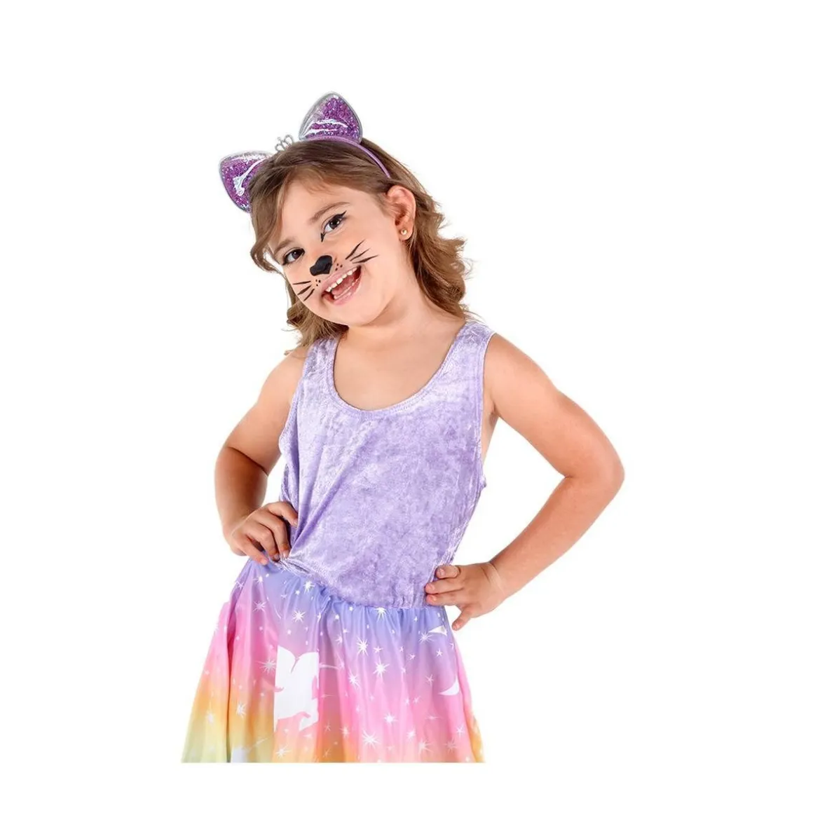 Diadema de gatita con coronita y flores