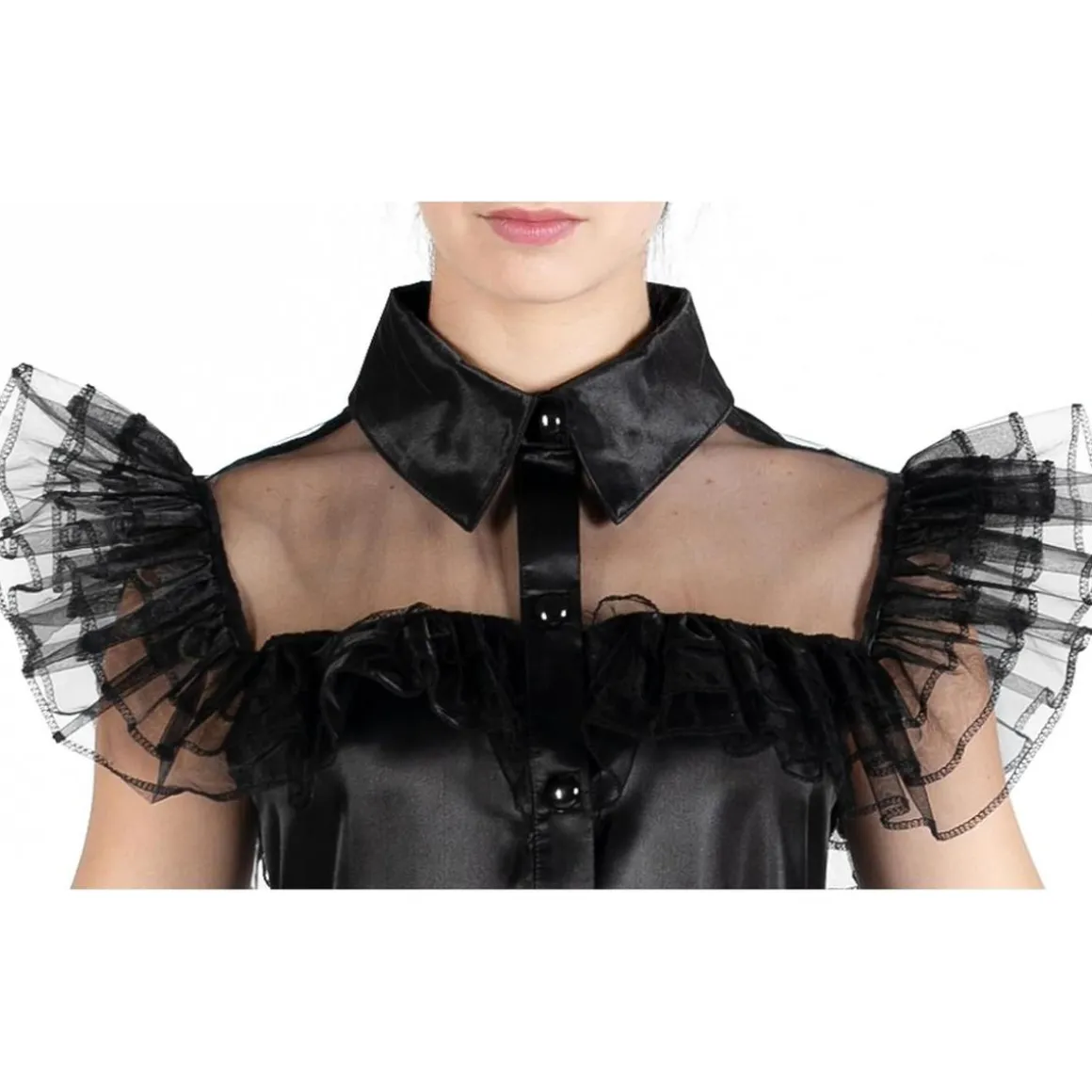 Disfraz color negro estilo Wednesday Addams, 152cm