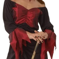 Disfraz de bruja adulta en rojo, talla única