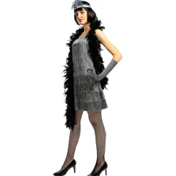 Disfraz de charlestón años 20 plateado XS