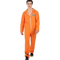 Disfraz de convicto naranja hombre L-XL