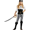 Disfraz de pirata a rayas para niña- Colección blanca y negra 10-12 años