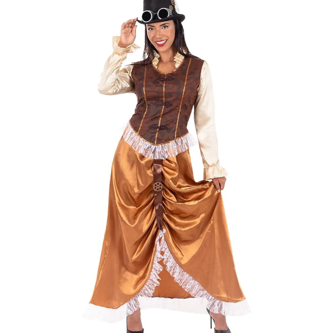 Disfraz de Steampunk largo para mujer XXL