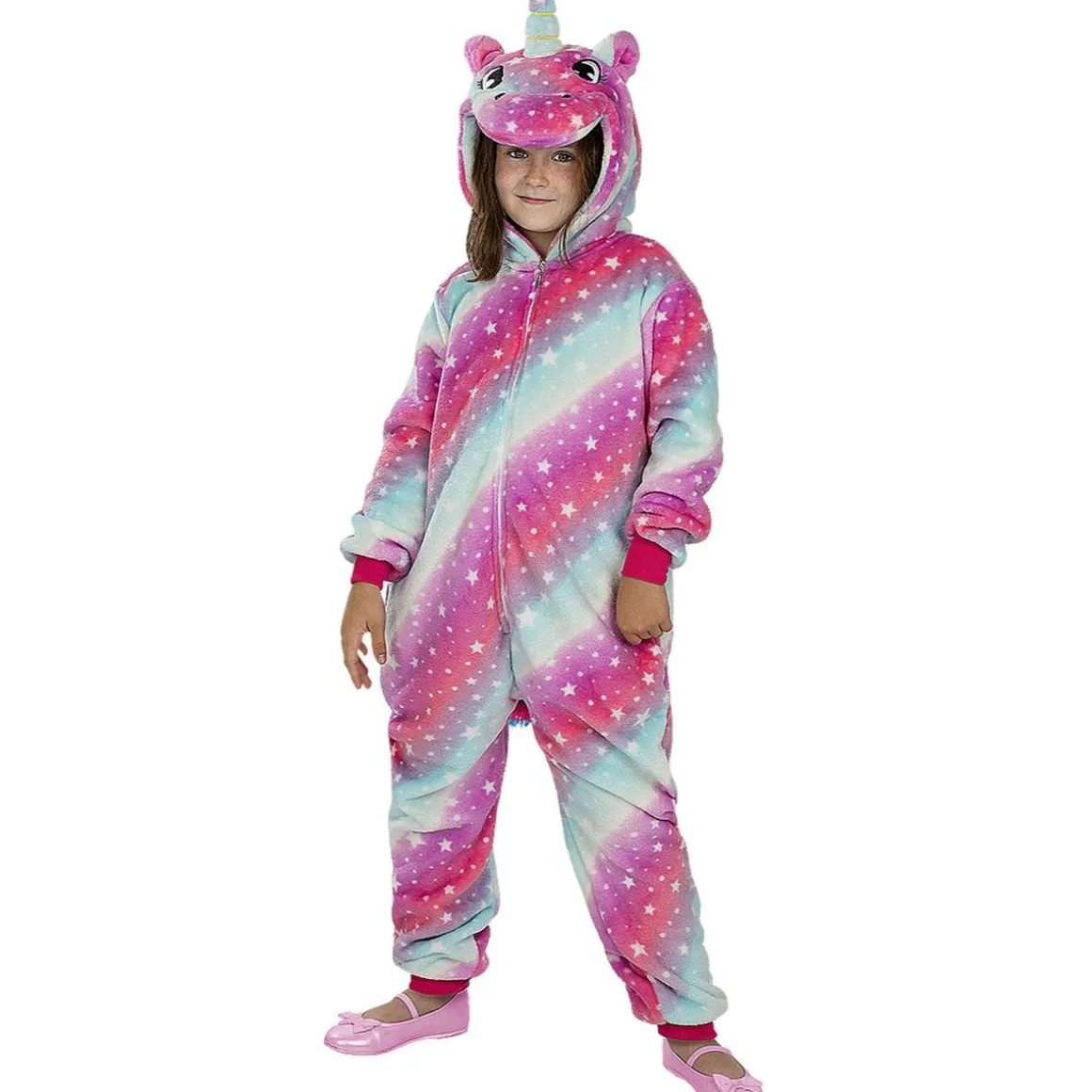 Disfraz de unicornio multicolor onesie para niños 3-4 años
