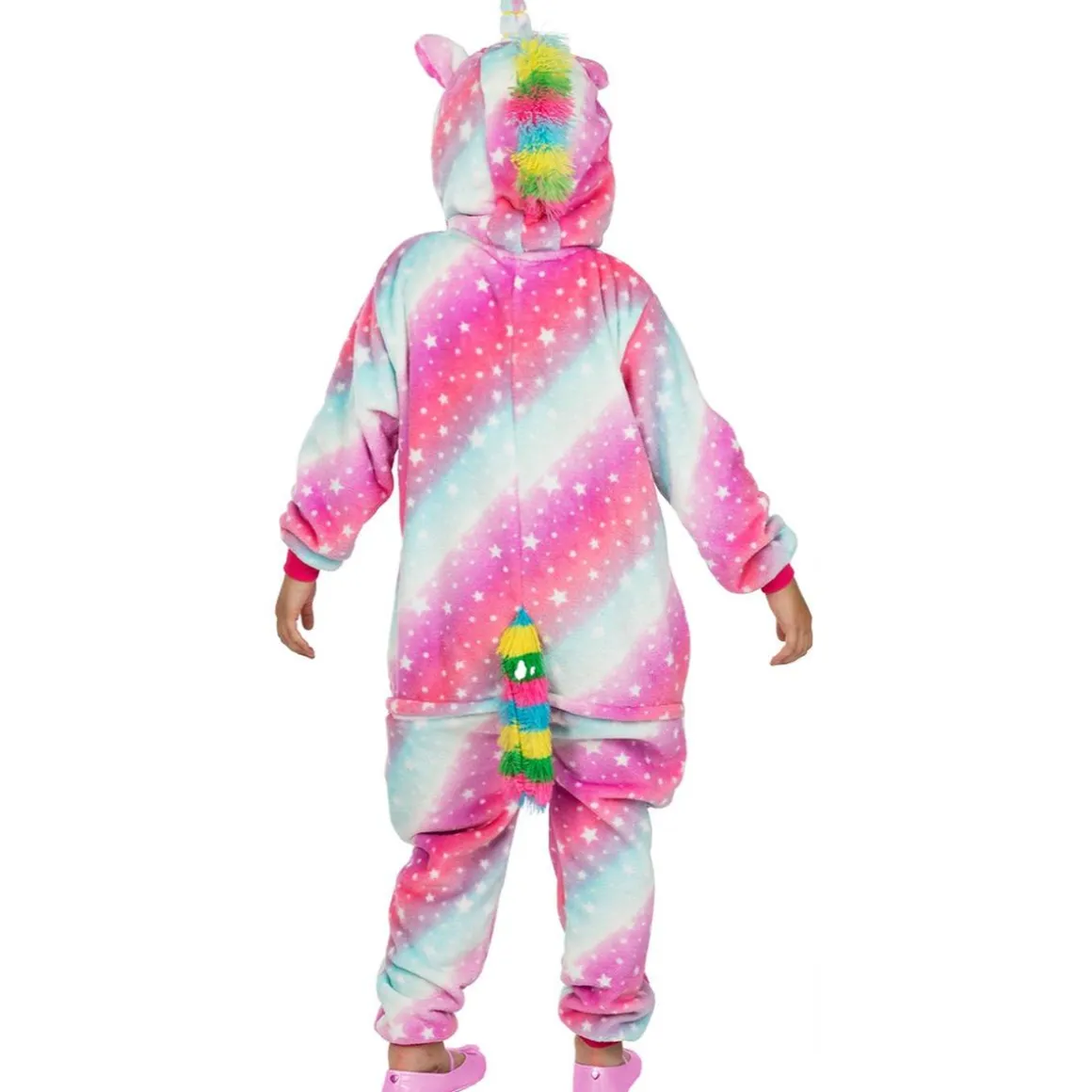 Disfraz de unicornio multicolor onesie para niños 3-4 años