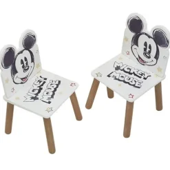 Disney - Mickey Mouse - Conjunto de Mesa Cuadrada y Dos Sillas de Madera Mickey Classic ㅤ