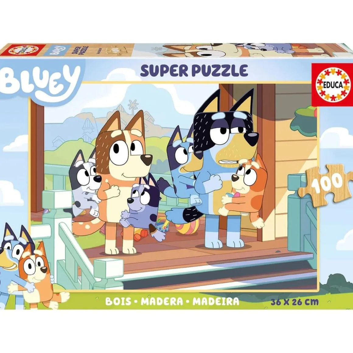 Educa Borras - Bluey - Puzzle de madera infantil 100 piezas Paisajes ㅤ