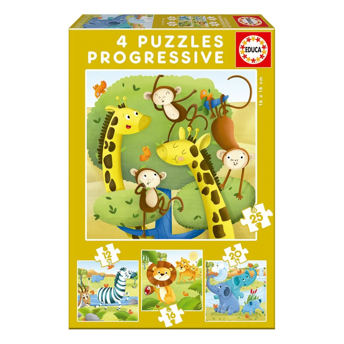 Educa Borrás - Animales Salvajes - Pack 4 Puzzles Progresivos