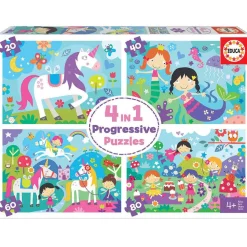 Educa Borrás - Mundo de fantasía - Pack 4 puzzles progresivos