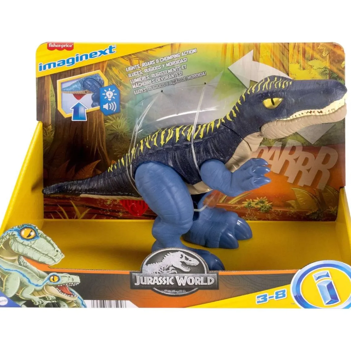 Fisher Price Imaginext - Jurassic World - Dinosaurio Baryonyx que Ruge y Brilla