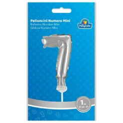 Globo aluminio plateado número 7