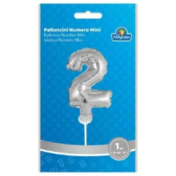 Globo aluminio plateado número 2