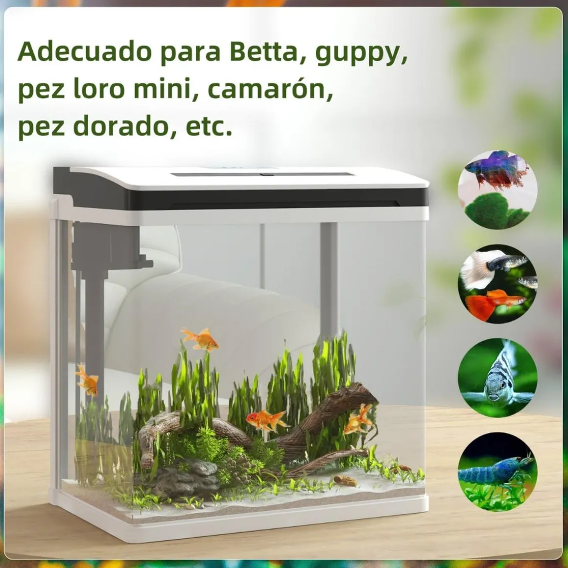 Homcom - Acuario 13L con filtro e iluminación