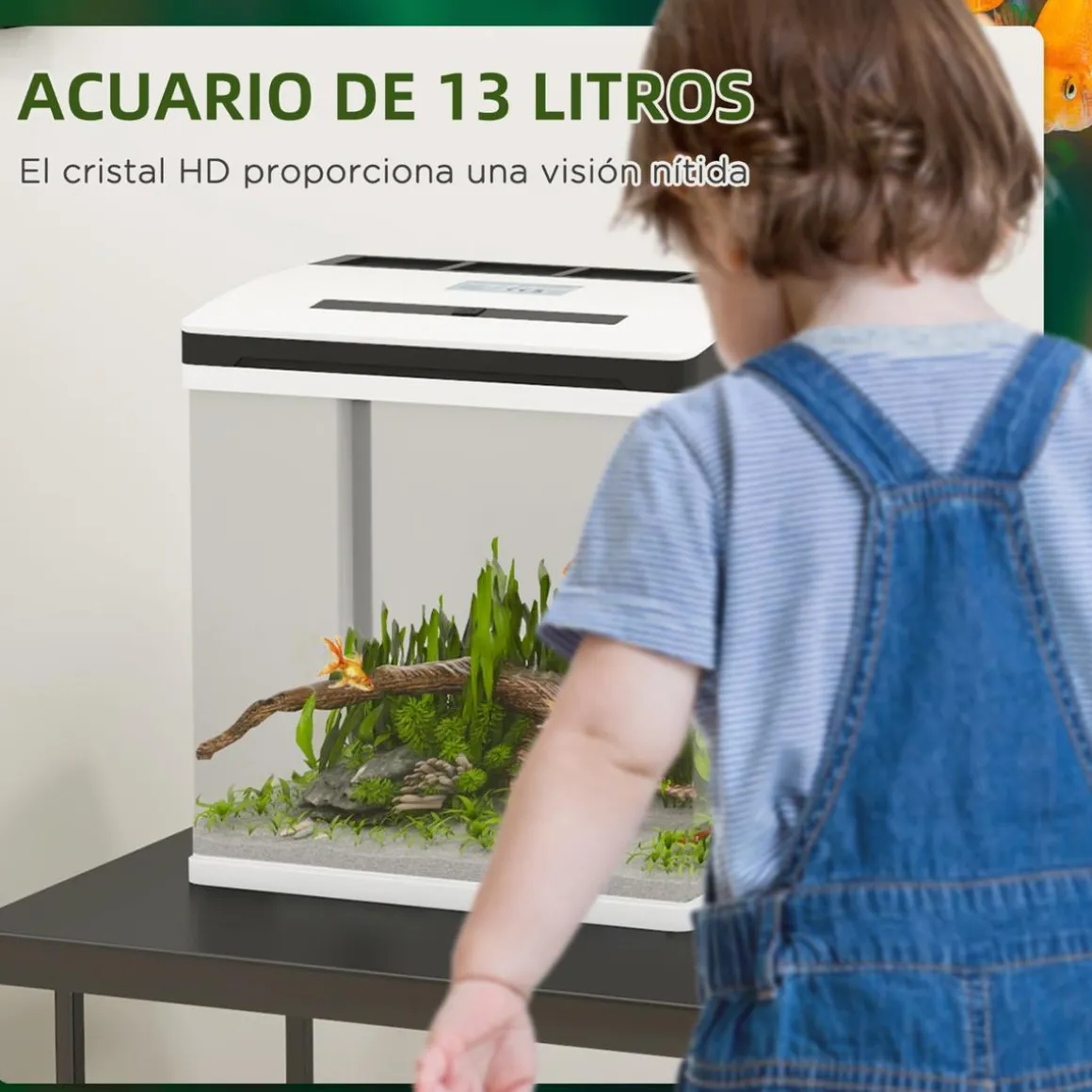Homcom - Acuario 13L con filtro e iluminación
