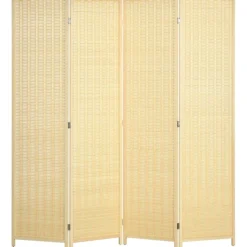 Homcom - Biombo de bambú 4 paneles