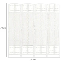 Homcom - Biombo de cuerda de papel 4 paneles