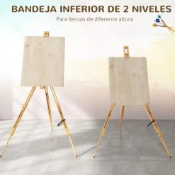 Homcom - Caballete de pintura plegable de madera