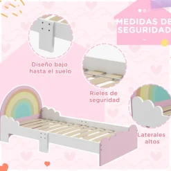 Homcom - Cama infantil arcoíris Rosa
