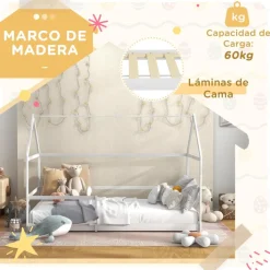 Homcom - Cama infantil en forma de casa Blanco