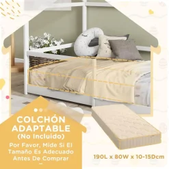 Homcom - Cama infantil en forma de casa Blanco