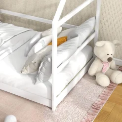Homcom - Cama infantil en forma de casa Blanco