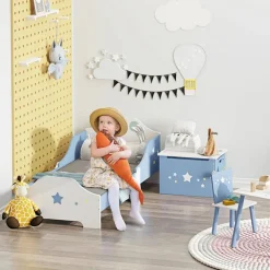 Homcom - Cama infantil estrellas Azul/Blanco