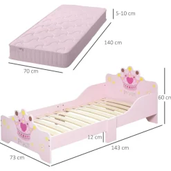 Homcom - Cama infantil Madera Rosa