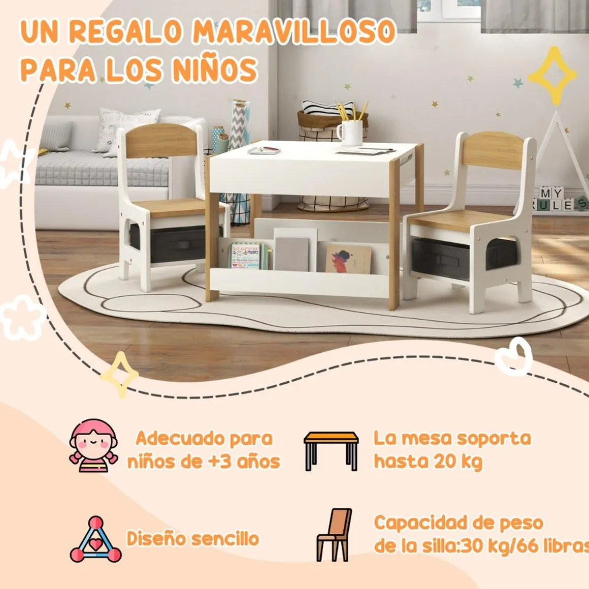 Homcom - Conjunto de Mesa con Sillas