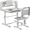 Homcom - Escritorio y silla ajustable Gris y Blanco