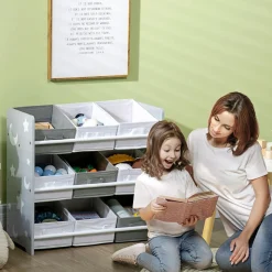 Homcom - Estantería infantil con 9 cajas Gris